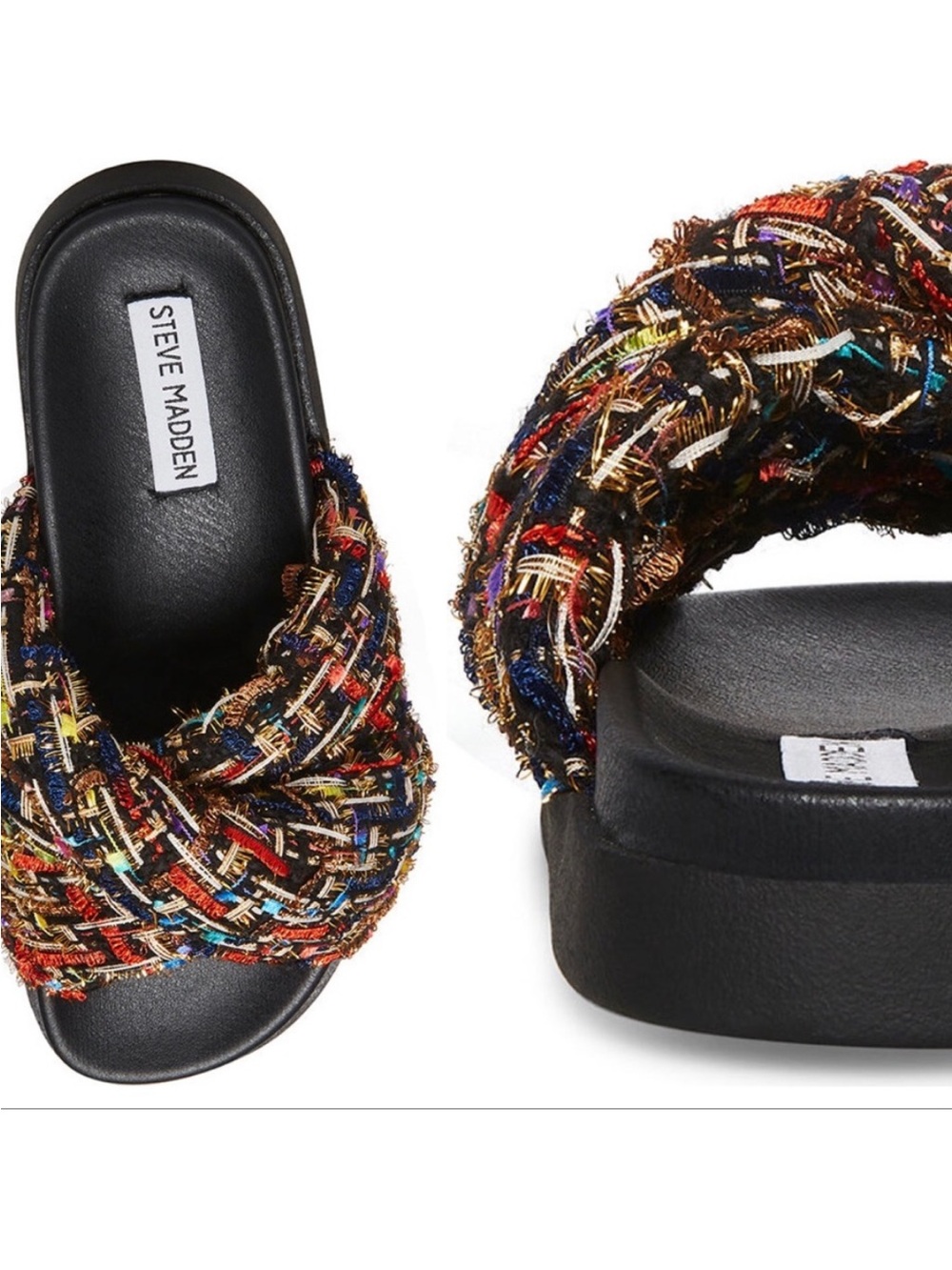 Steve Madden Joyce Multicolor Braided Slide Sandals Size 7 - Picture 1 of 6
